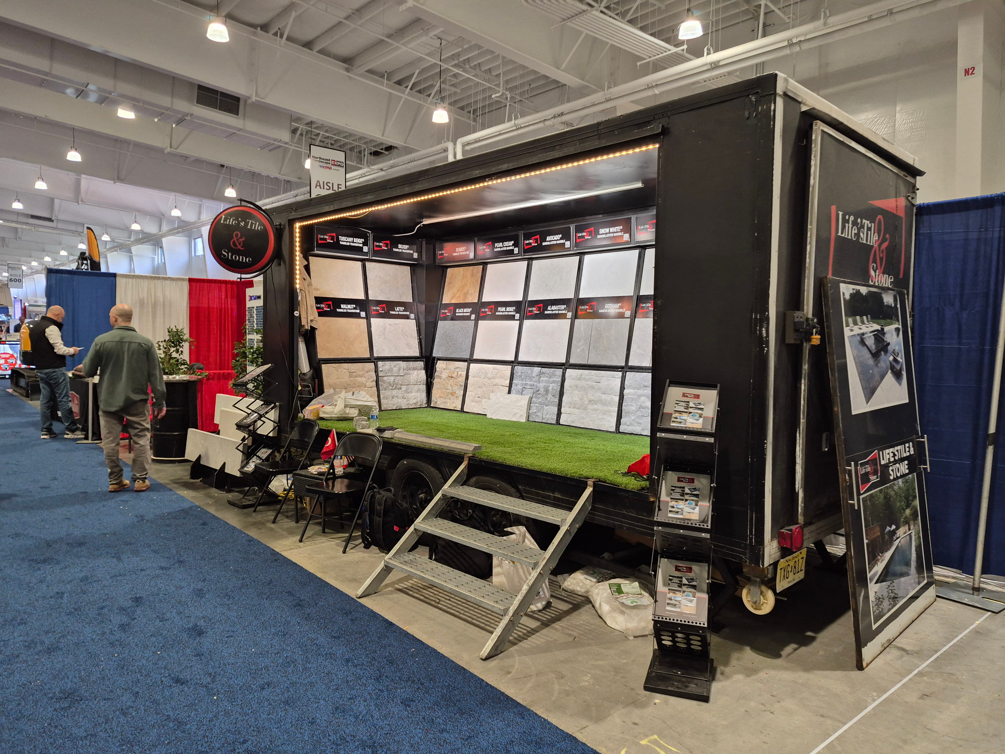 Life's Tile & Stone mobile showroom booth at the Northeast Hardscape Expo